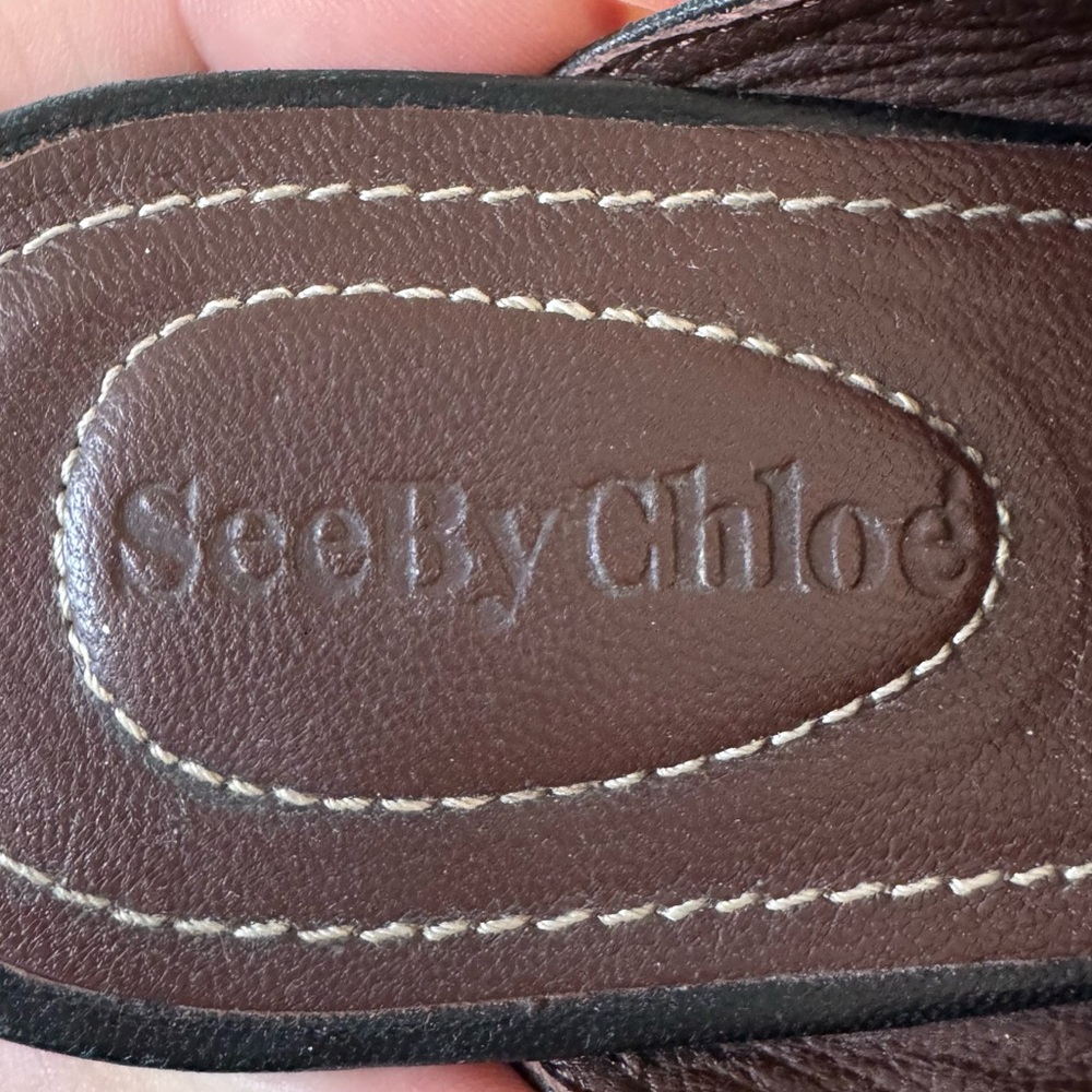 See By Chloe Gold studded black leather Mule slip on flats - missing studs - Picture 5 of 13